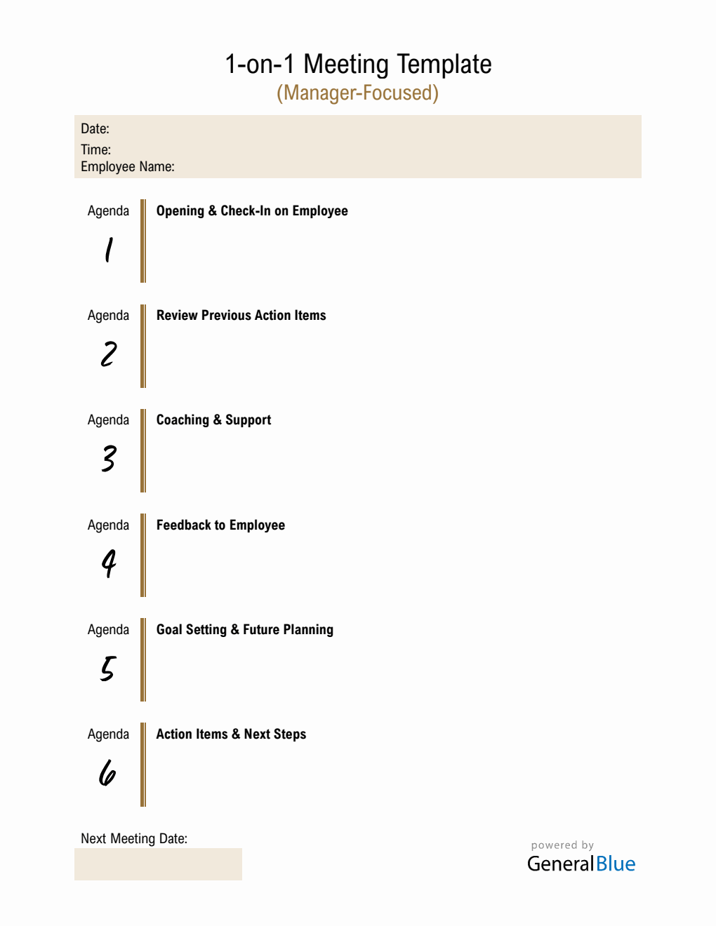 Free 1-on-1 Meeting with Manager Template (Word)