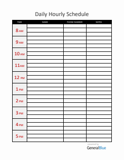 Customizable Appointment Sign Up Sheet in Word (1-Hour Interval)