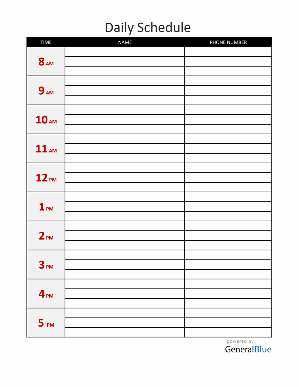 Customizable Appointment Sign Up Sheet in Excel (1-Hour Interval)