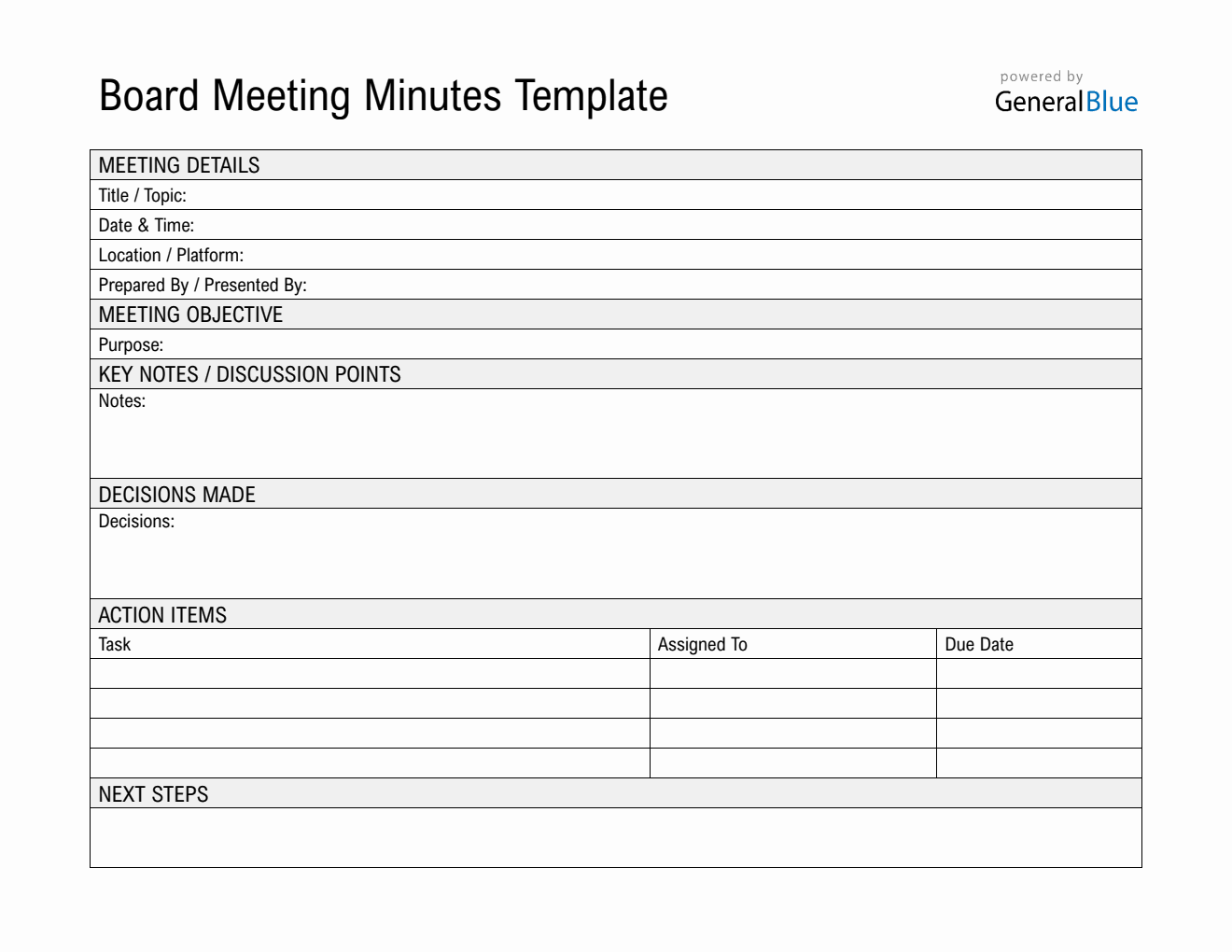  Board Meeting Minutes Template PDF