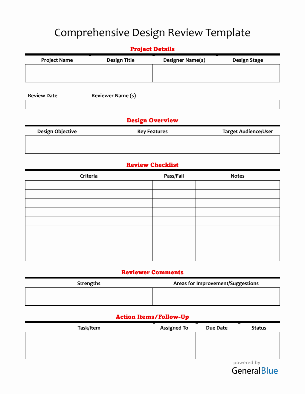Comprehensive Design Review Template - Free PDF Download