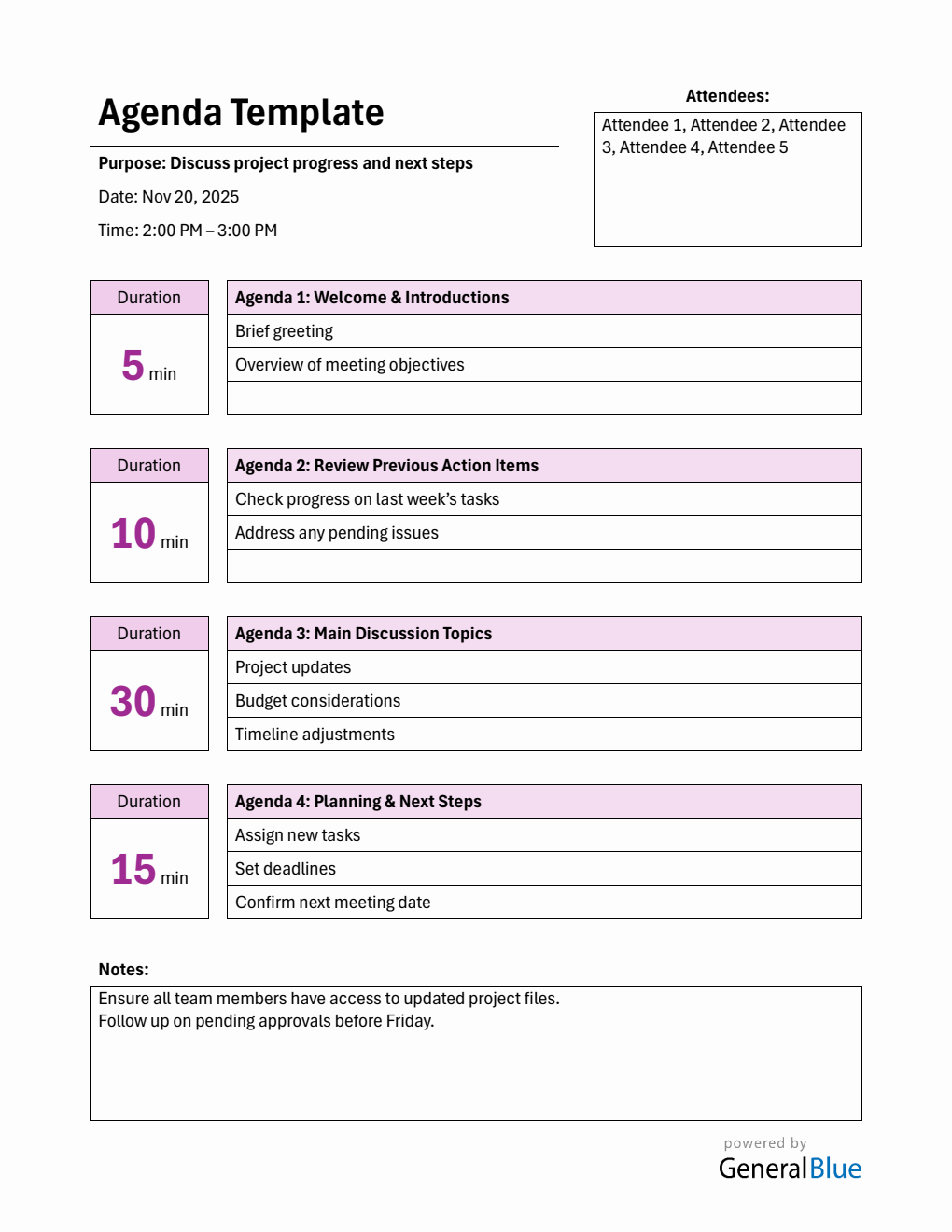 Basic Meeting Agenda Template | Free to Use in Word Format