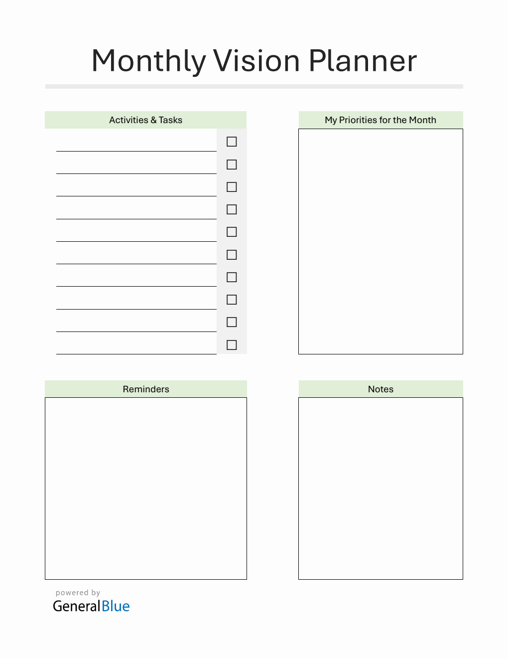 Printable Monthly Planner in PDF (Basic)