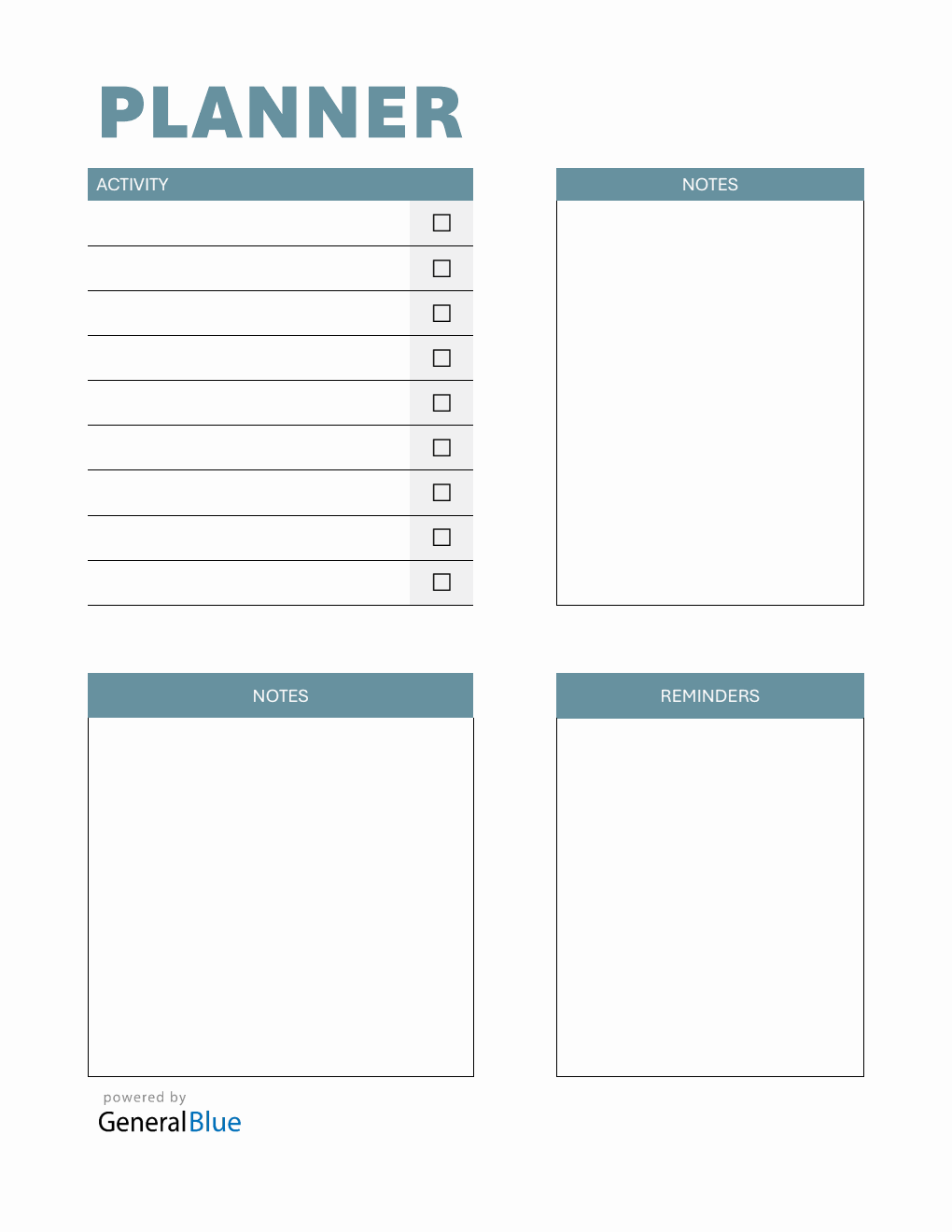 Basic Monthly Planner in Word
