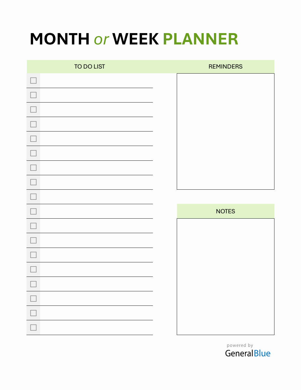 Downloadable Monthly Planner in Word