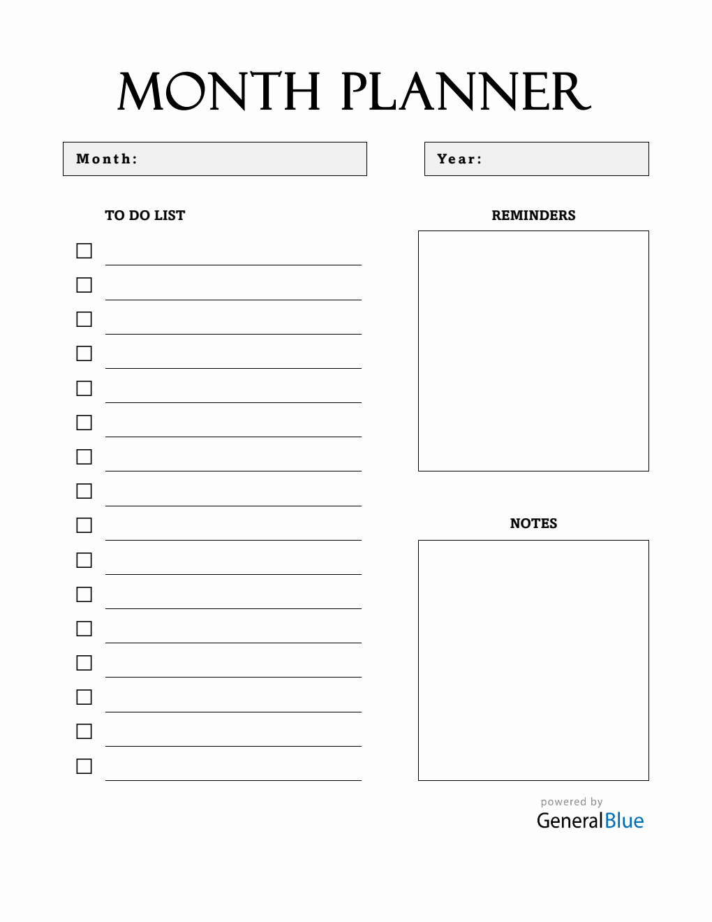 Free  Monthly Planner with To-Do List (Word)