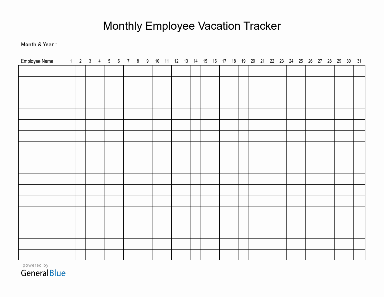 Printable Monthly Vacation Planner Template (PDF)