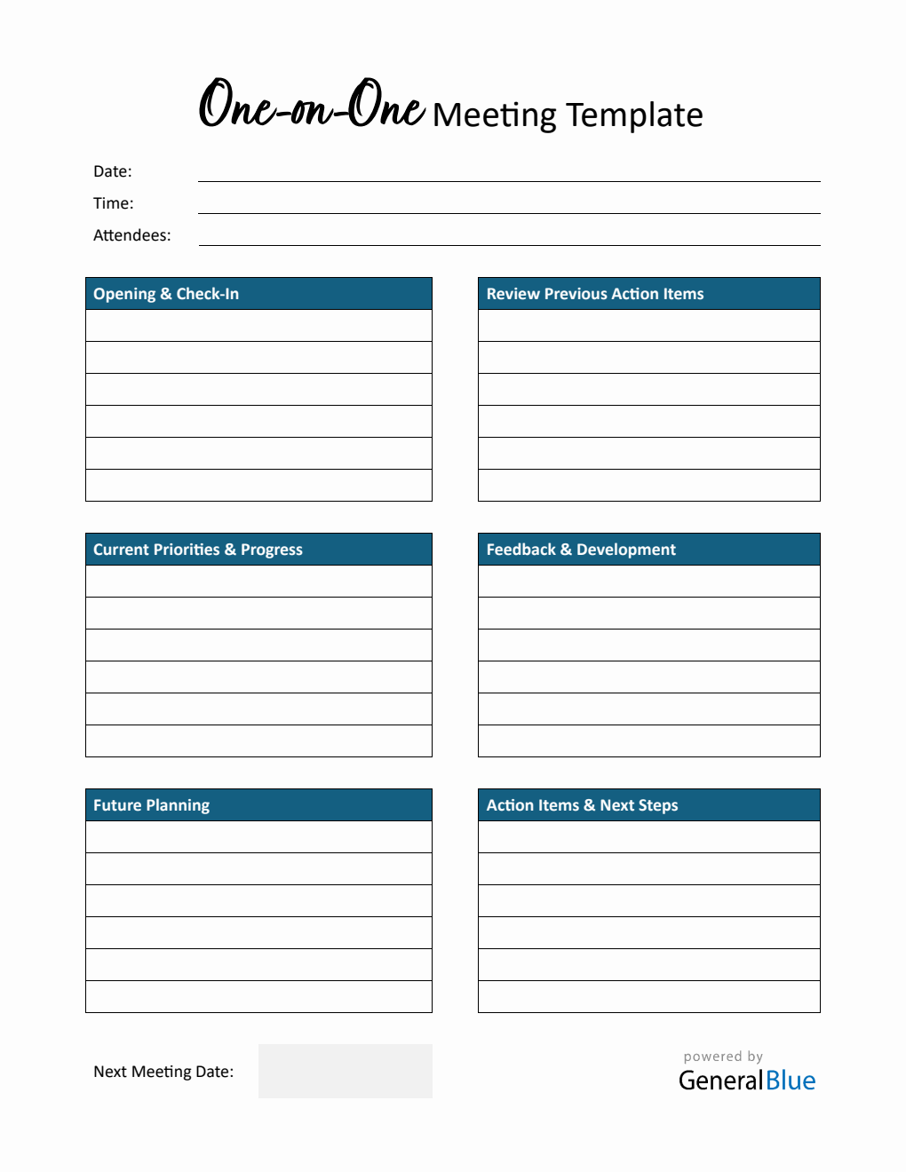 One-on-One Meeting Template Word (Customizable)