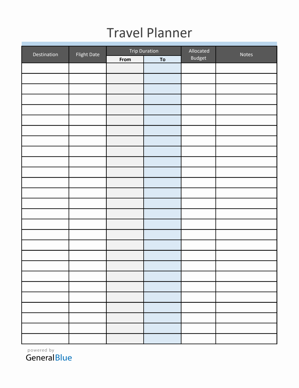 Free Travel Planner Template (Simple & Customizable in Excel)
