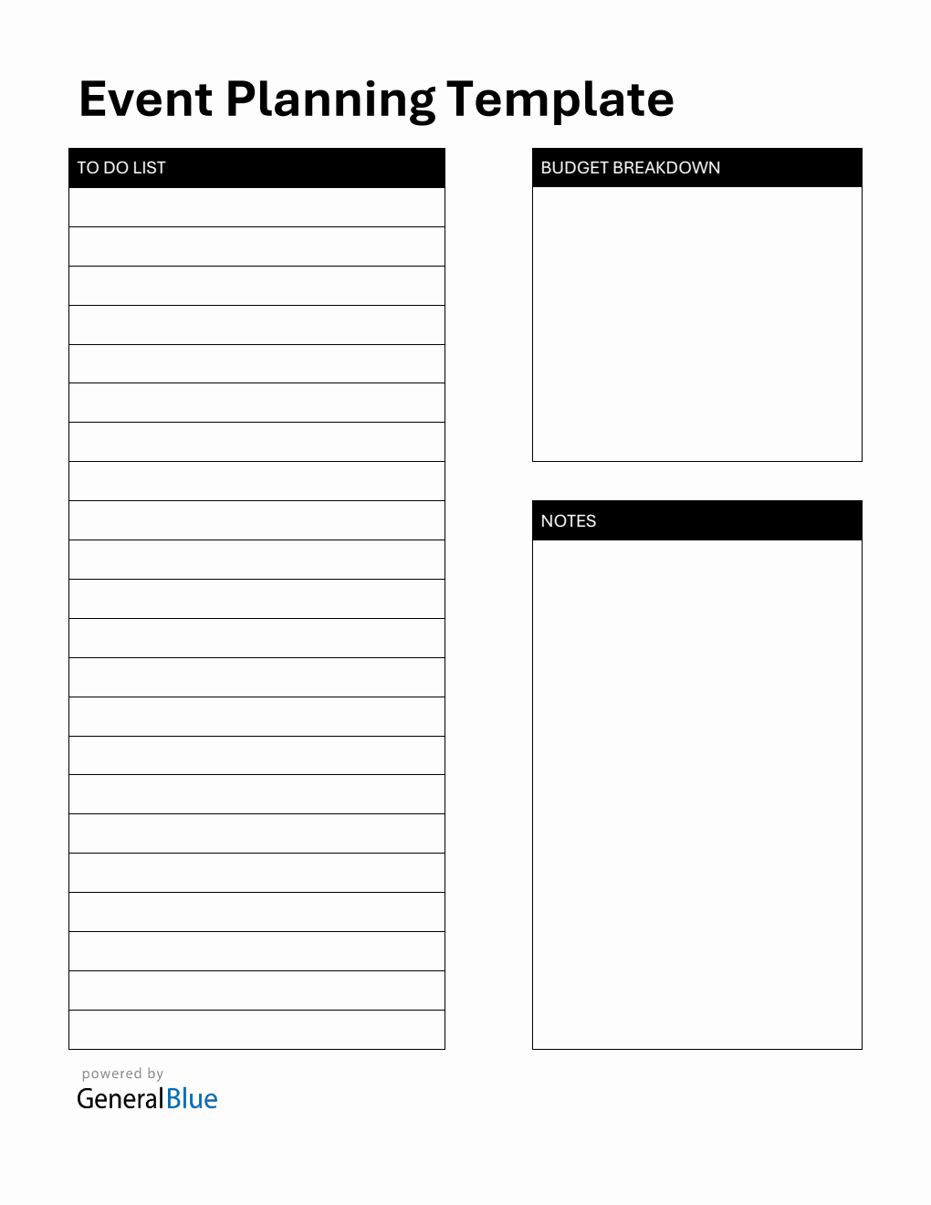 Event Planner Template in PDF (Basic)