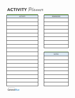 Fillable Task and Activity Planner Template in Word