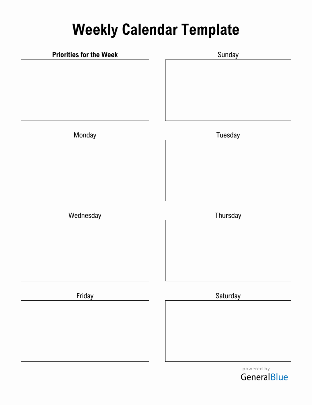 Printable Weekly Calendar Word