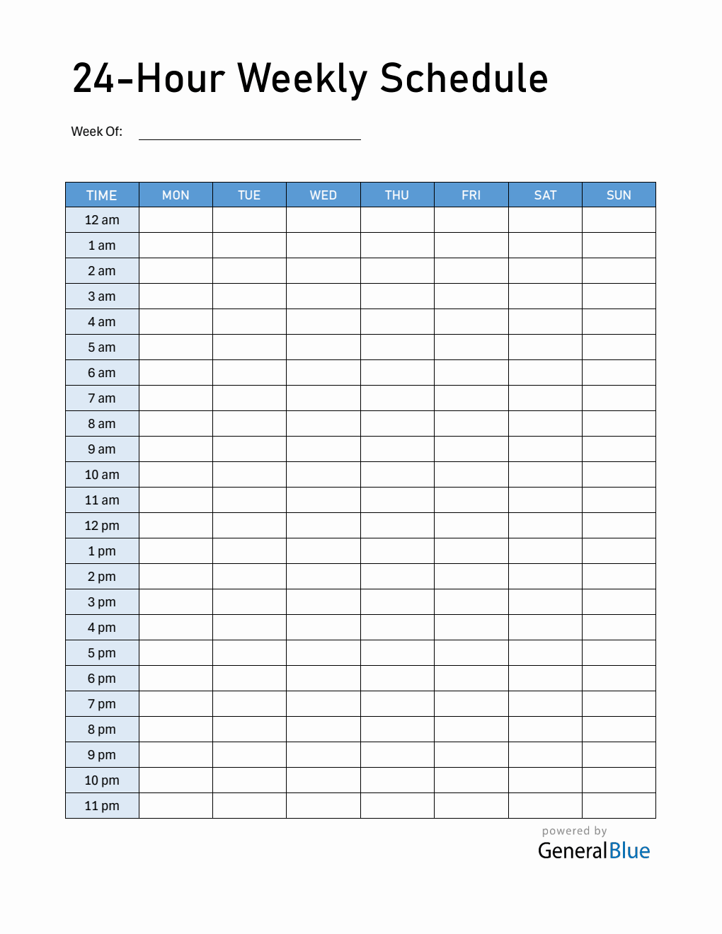 Free Weekly Calendar  in PDF