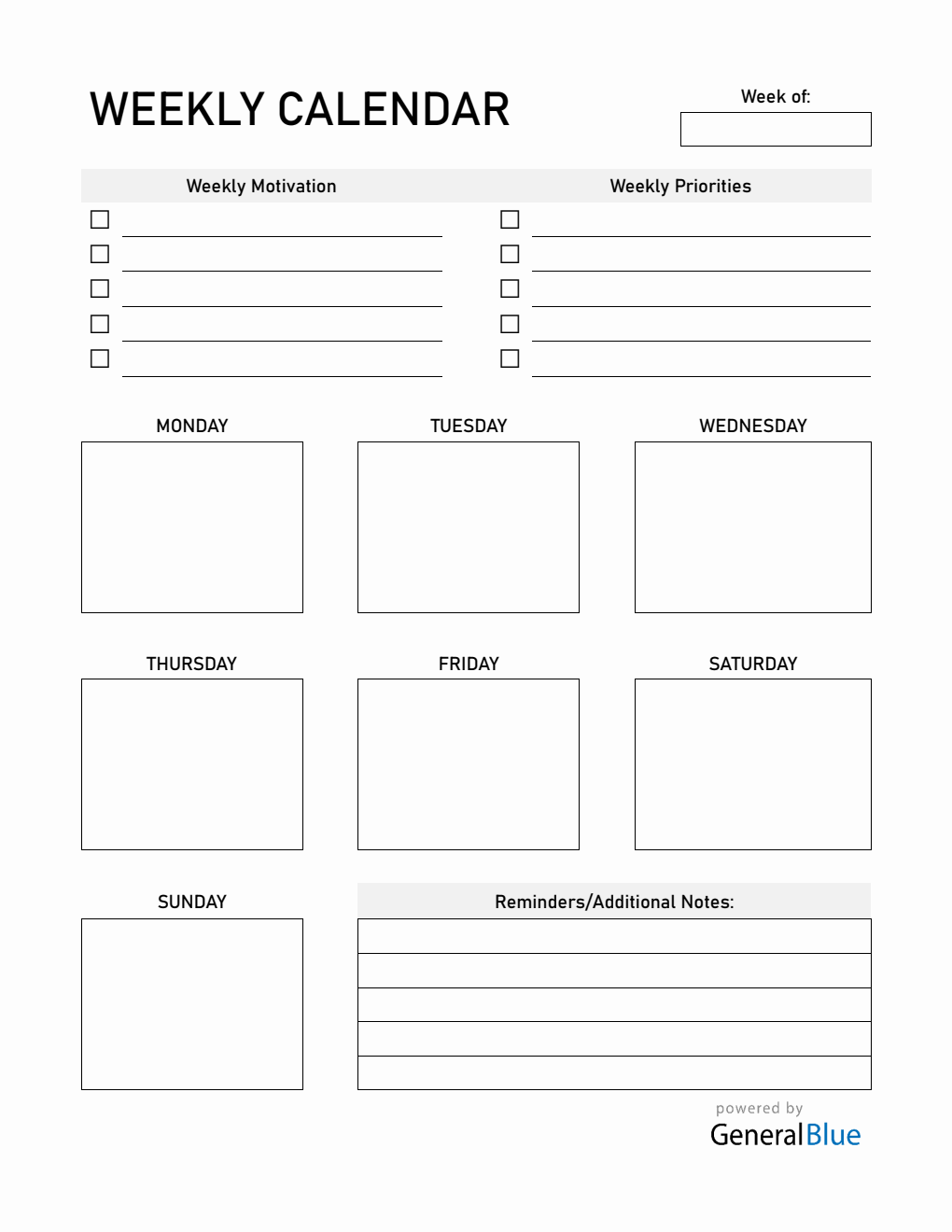 Fillable Weekly Calendar Word