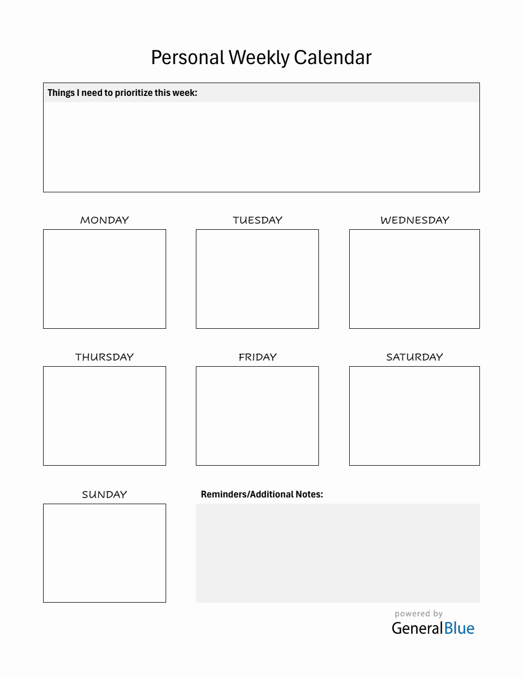 Free Weekly Calendar Modifiable in PDF