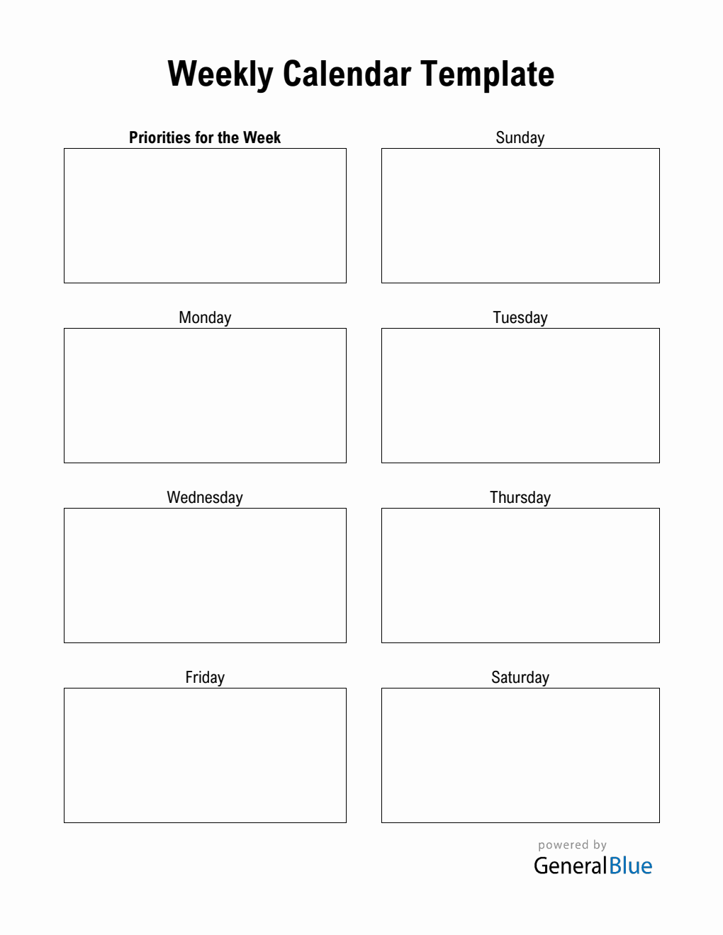 Free Weekly Calendar Printable in PDF