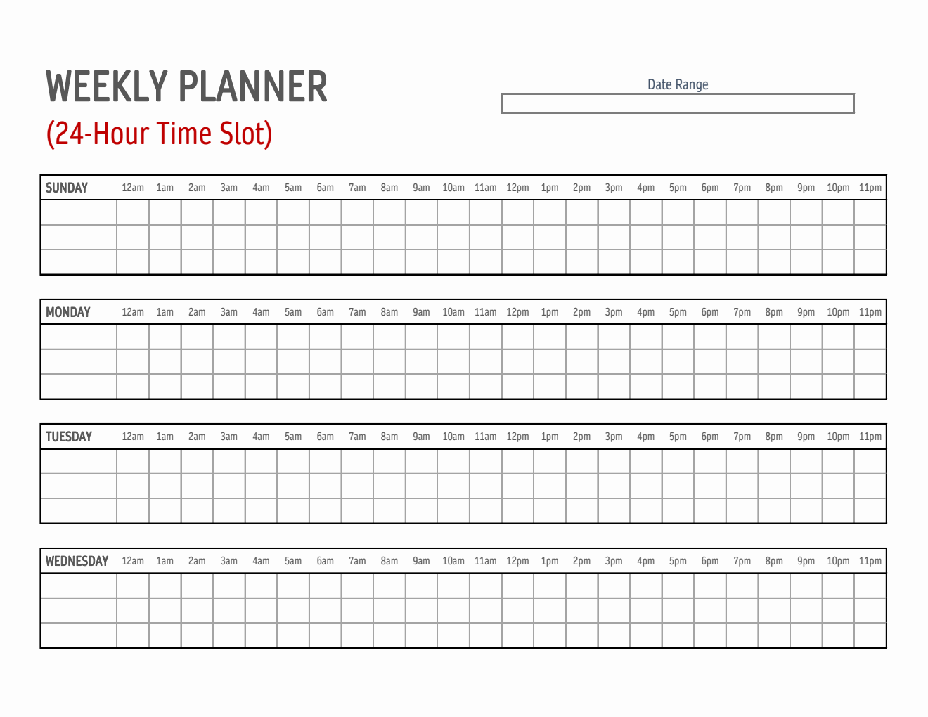 Weekly Planner (Excel Format)