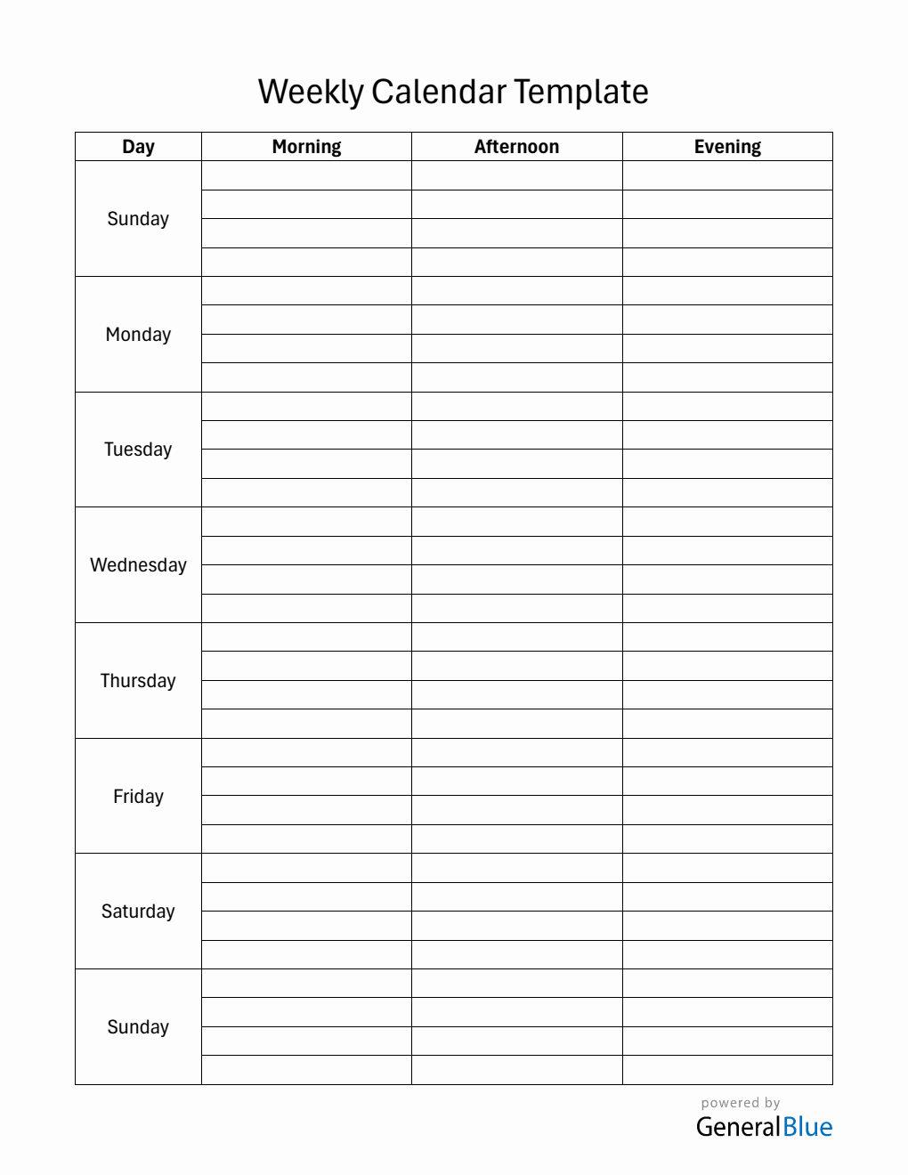 Free Printable Weekly Planner in Word