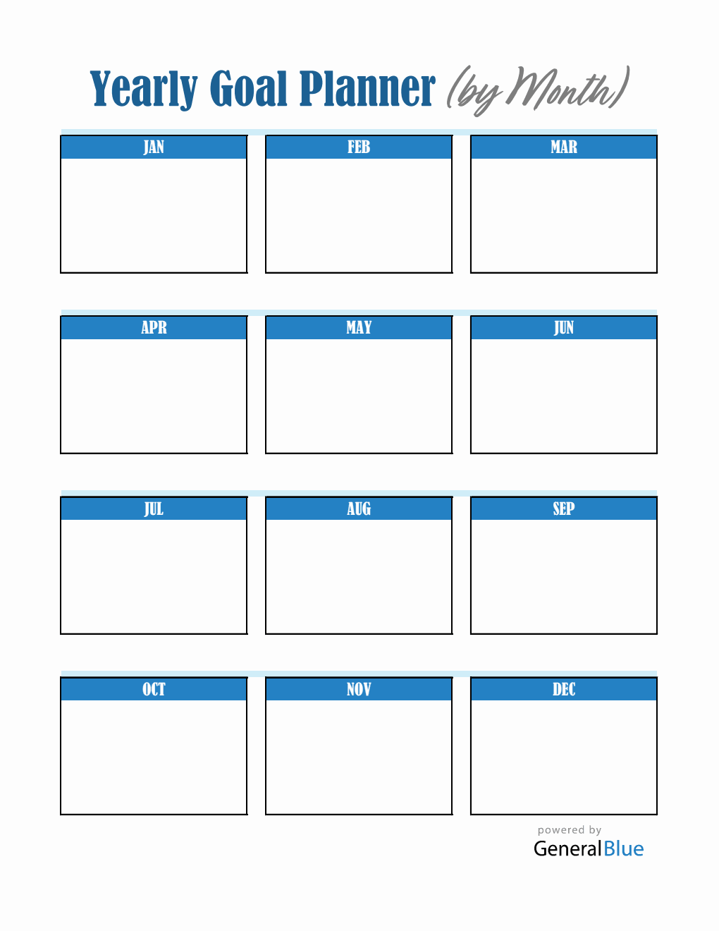 Yearly Planner - Free Fillable Excel Template