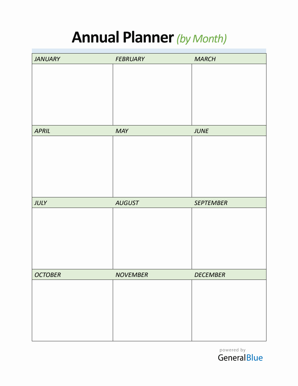 Yearly Planner - Free Basic Word Template